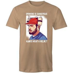 Men's Drinking Is Dangerous, Always Wear A Helmet T-shirt