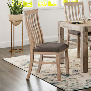 2x Wooden Frame Leatherette Dining Chairs | Solid Acacia Wood & Veneer | Oak Colour