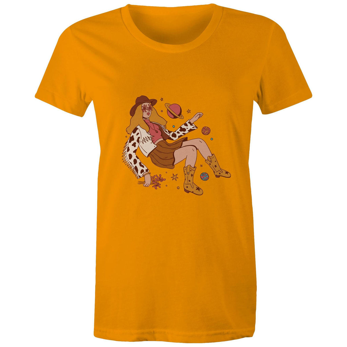 Women's Cowgirl In Space Maple Tee