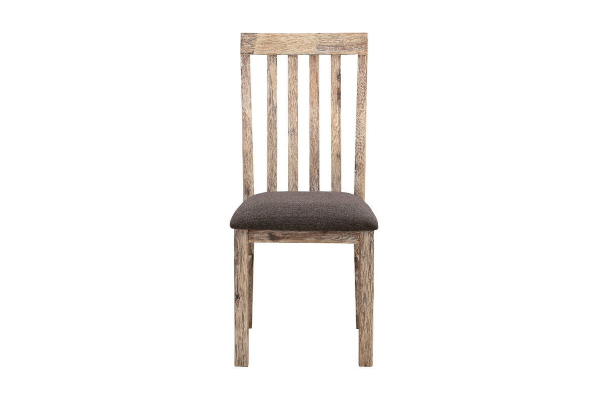 2x Wooden Frame Leatherette Dining Chairs | Solid Acacia Wood & Veneer | Oak Colour