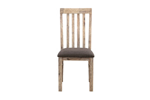 2x Wooden Frame Leatherette Dining Chairs | Solid Acacia Wood & Veneer | Oak Colour