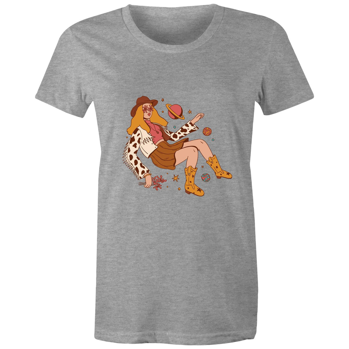 Women's Cowgirl In Space Maple Tee