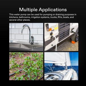 115VAC Water Pressure Pump | 4 GPM 45 PSI Diaphragm Pump with Thermal Protection & Strainer