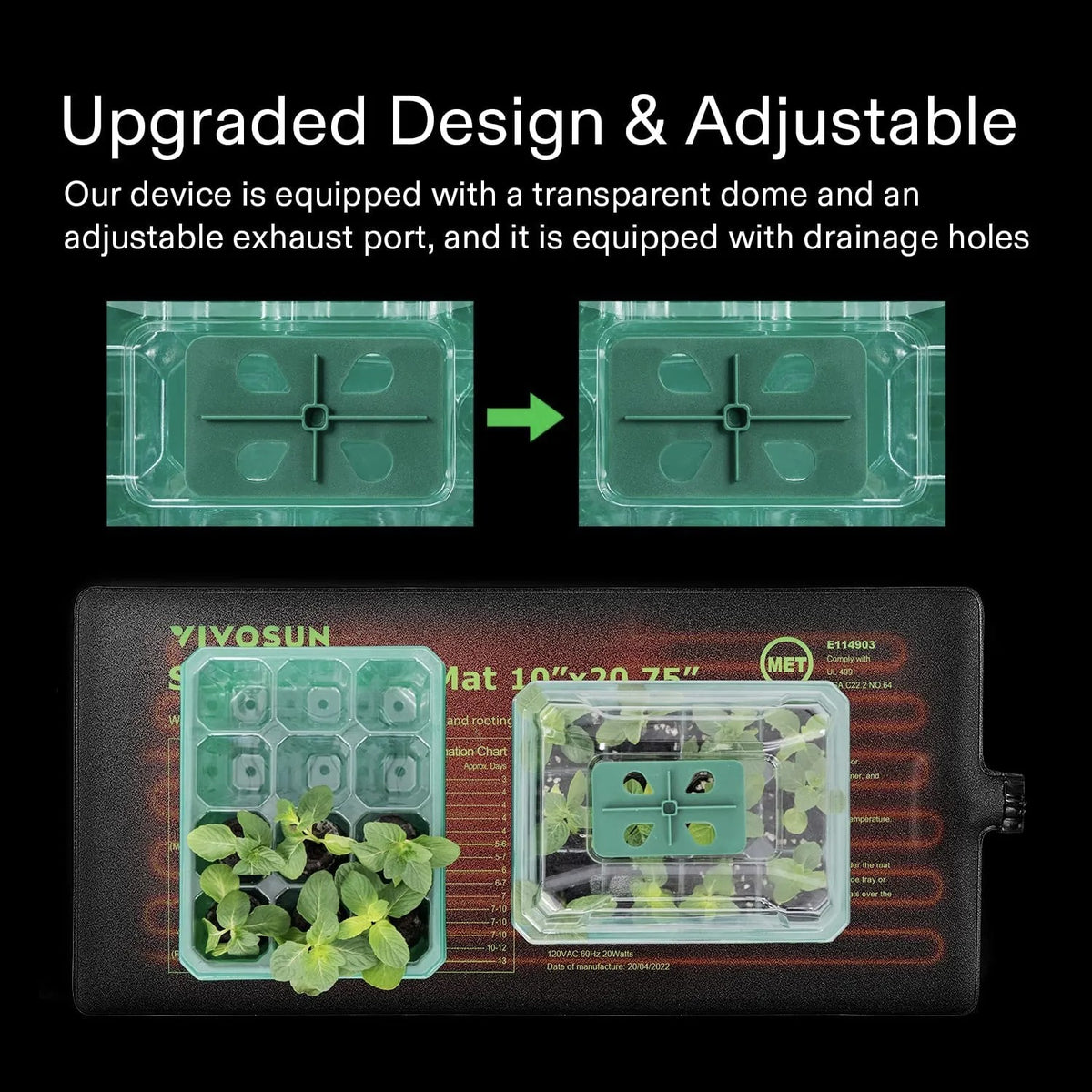 12-Pack Seed Starter Trays with Domes | 144-Cell Seedling Kit with Adjustable Humidity Vents, Drainage Holes & Base Trays