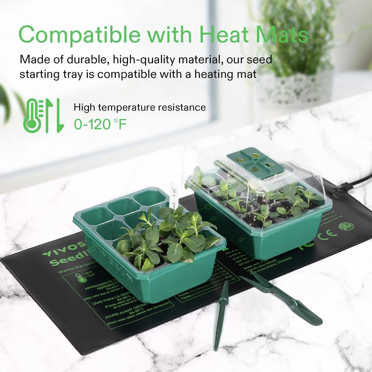 12-Pack Seed Starter Trays with Domes | 144-Cell Seedling Kit with Adjustable Humidity Vents, Drainage Holes & Base Trays