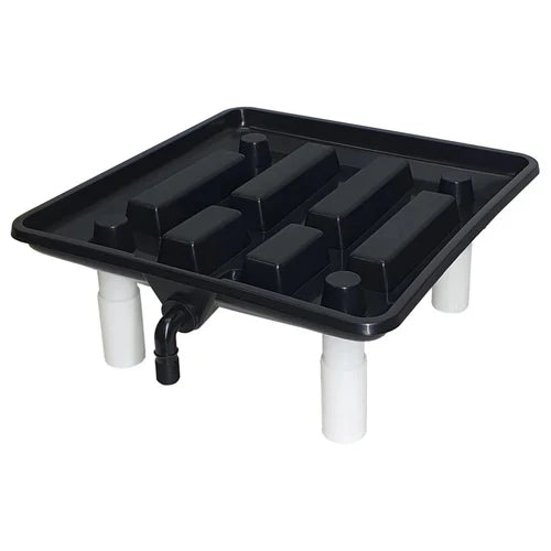 15" Hydroponic Runoff Tray | Elevated Drain Tray with Fittings