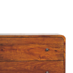 2 Drawer Curved Chestnut Chest | Solid Mango Wood | Sculptural Curved Design