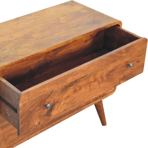 2 Drawer Curved Chestnut Chest | Solid Mango Wood | Sculptural Curved Design