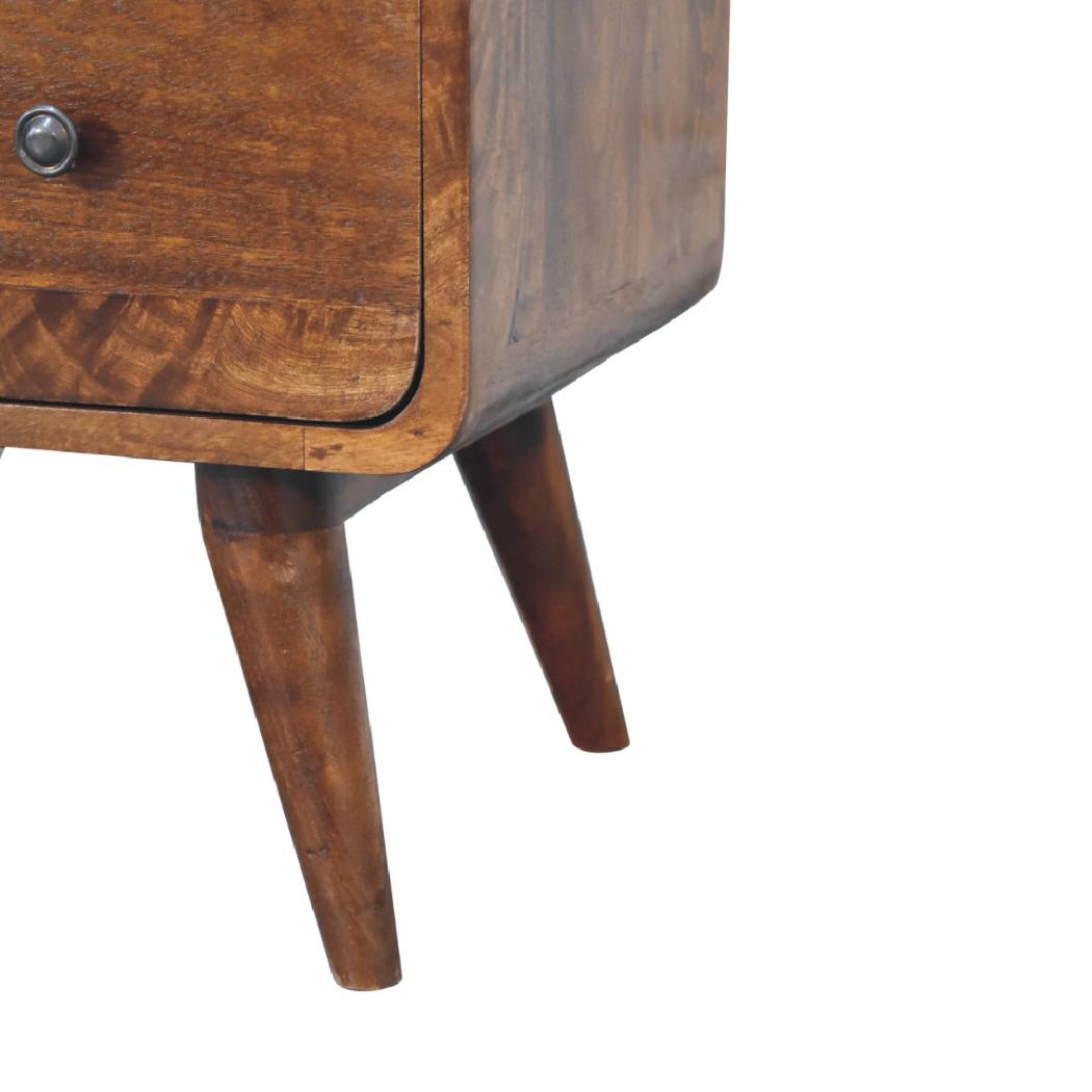 2 Drawer Curved Chestnut Chest | Solid Mango Wood | Sculptural Curved Design