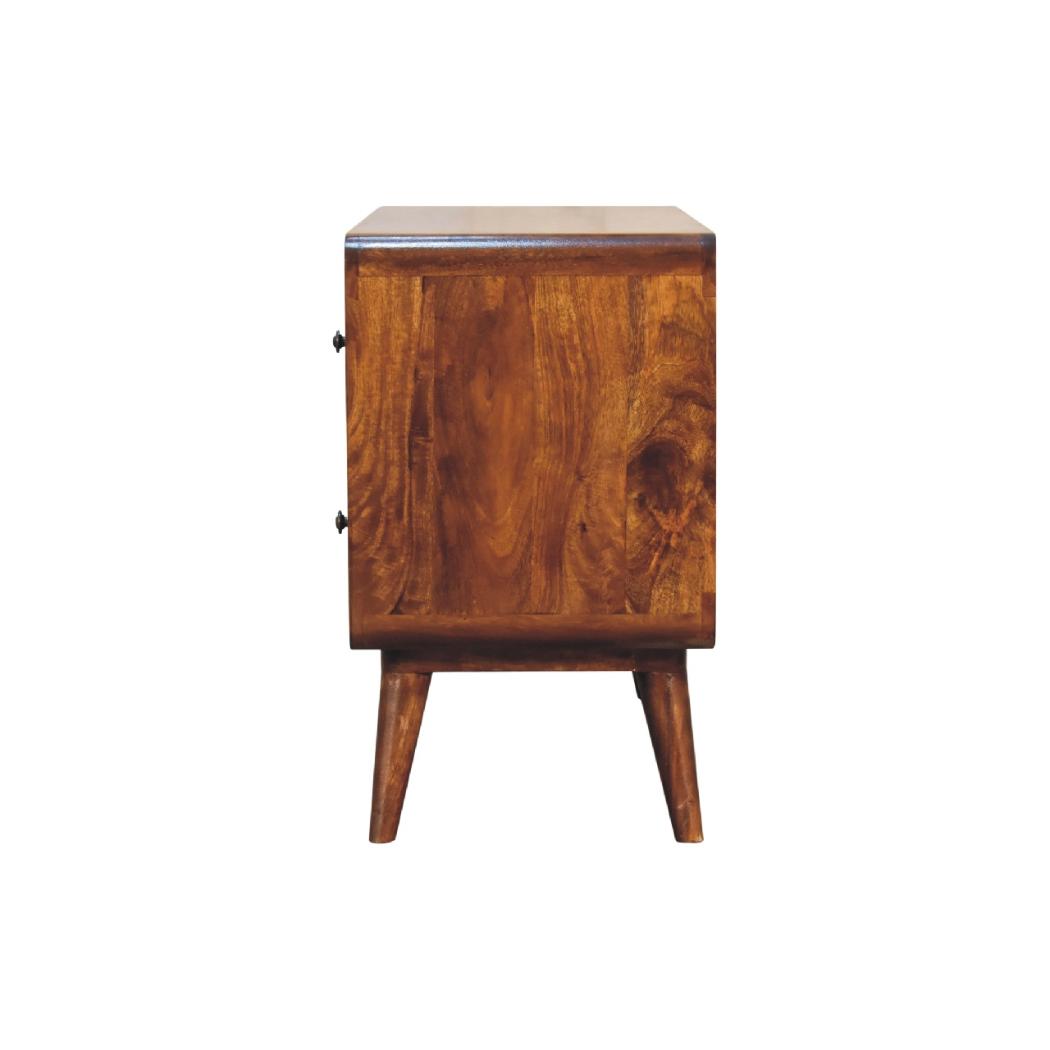 2 Drawer Curved Chestnut Chest | Solid Mango Wood | Sculptural Curved Design