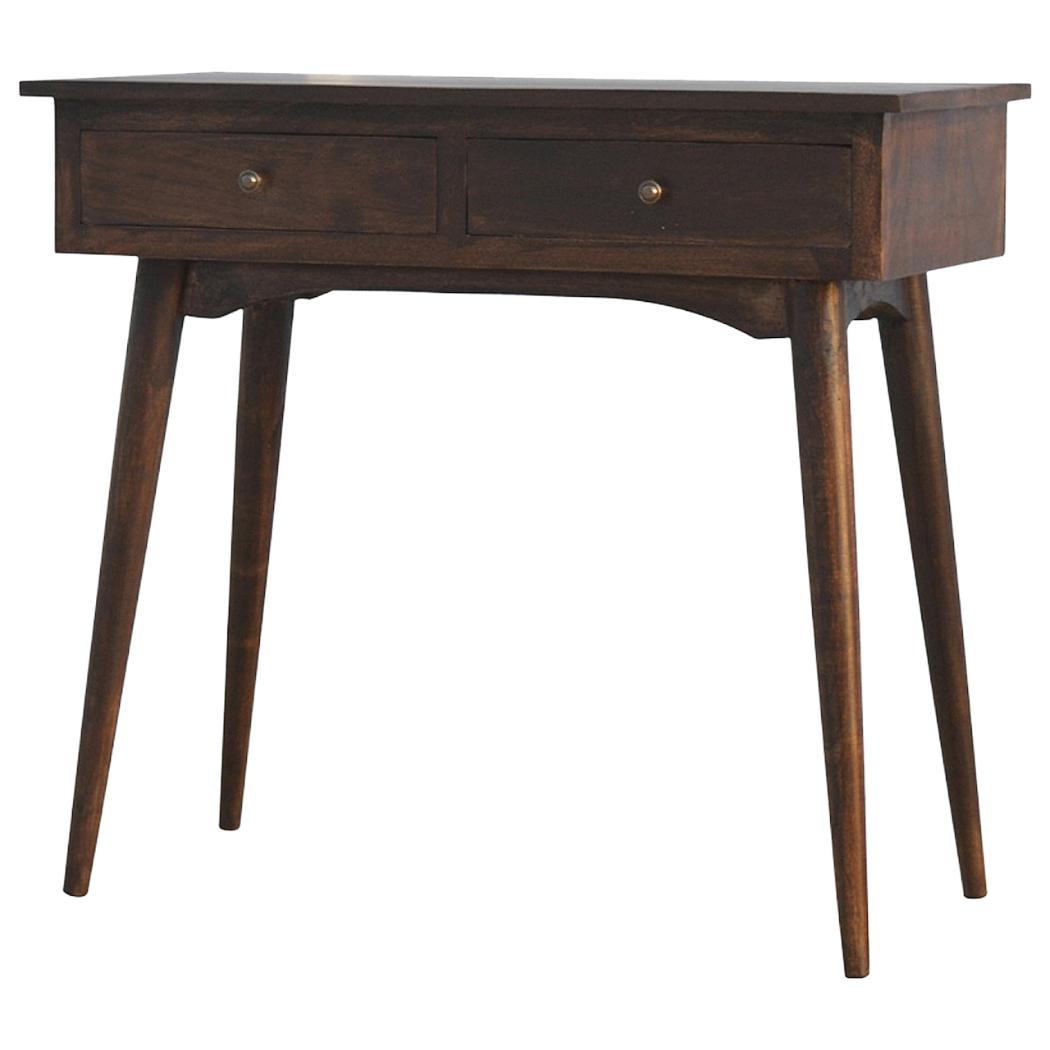 2 Drawer Hallway Console Table | Walnut Finish | Compact Entryway Storage