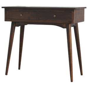 2 Drawer Hallway Console Table | Walnut Finish | Compact Entryway Storage
