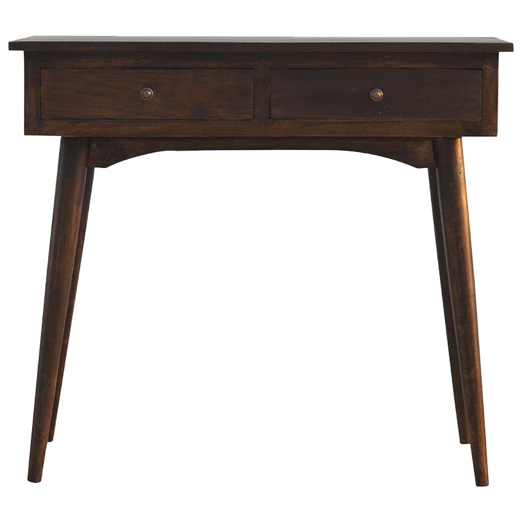 2 Drawer Hallway Console Table | Walnut Finish | Compact Entryway Storage