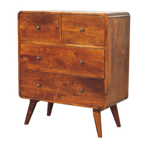 2 over 2 Curved Chestnut Chest | Solid Mango Wood | Sculptural Curved Design