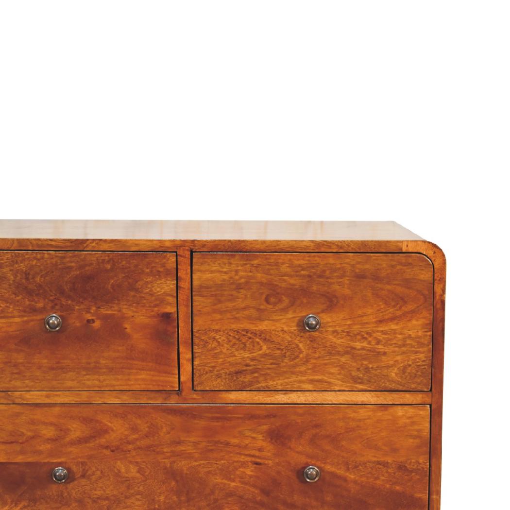 2 over 2 Curved Chestnut Chest | Solid Mango Wood | Sculptural Curved Design