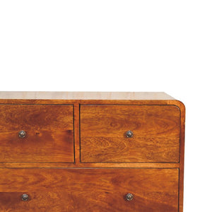 2 over 2 Curved Chestnut Chest | Solid Mango Wood | Sculptural Curved Design