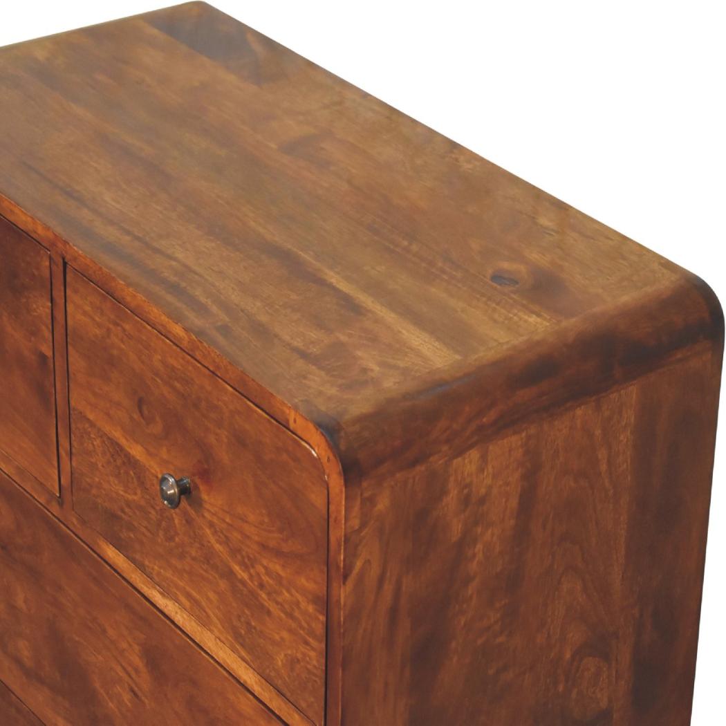 2 over 2 Curved Chestnut Chest | Solid Mango Wood | Sculptural Curved Design