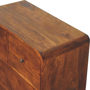 2 over 2 Curved Chestnut Chest | Solid Mango Wood | Sculptural Curved Design