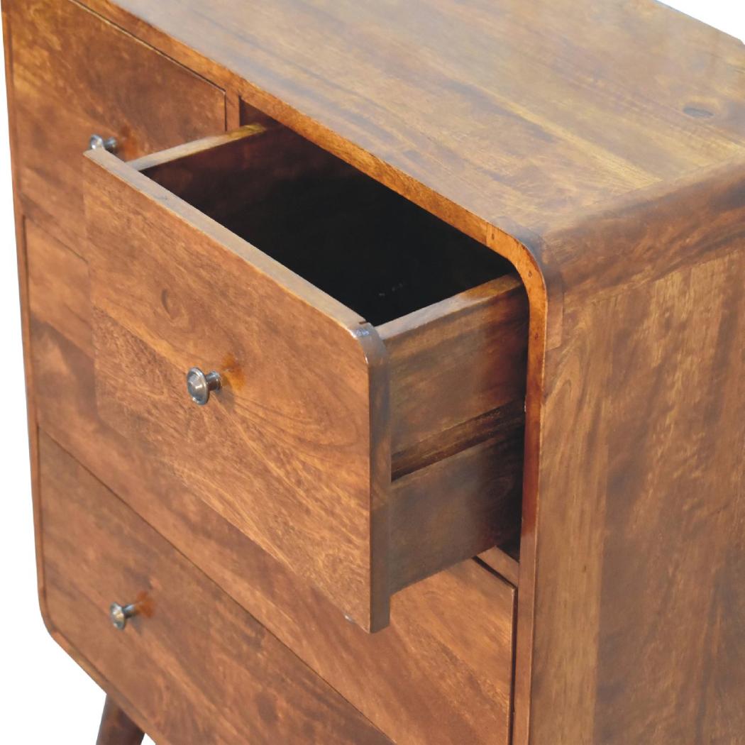 2 over 2 Curved Chestnut Chest | Solid Mango Wood | Sculptural Curved Design