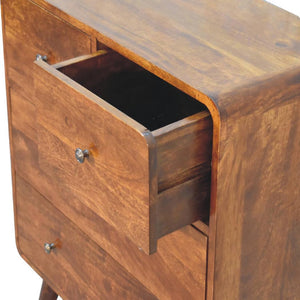 2 over 2 Curved Chestnut Chest | Solid Mango Wood | Sculptural Curved Design