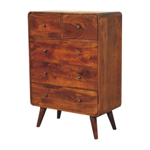 2 over 3 Curved Chestnut Chest | Solid Mango Wood | Sculptural Curved Design