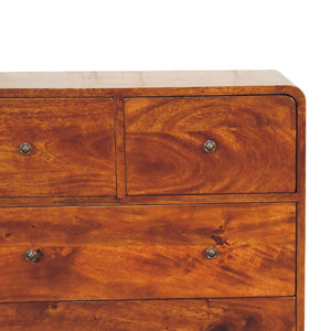 2 over 3 Curved Chestnut Chest | Solid Mango Wood | Sculptural Curved Design