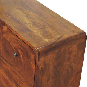 2 over 3 Curved Chestnut Chest | Solid Mango Wood | Sculptural Curved Design