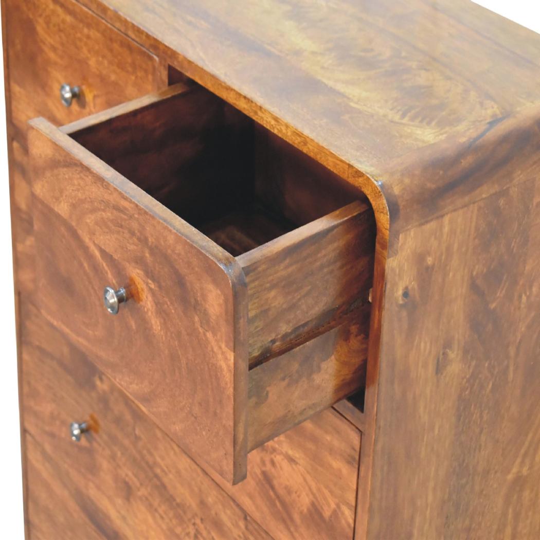 2 over 3 Curved Chestnut Chest | Solid Mango Wood | Sculptural Curved Design