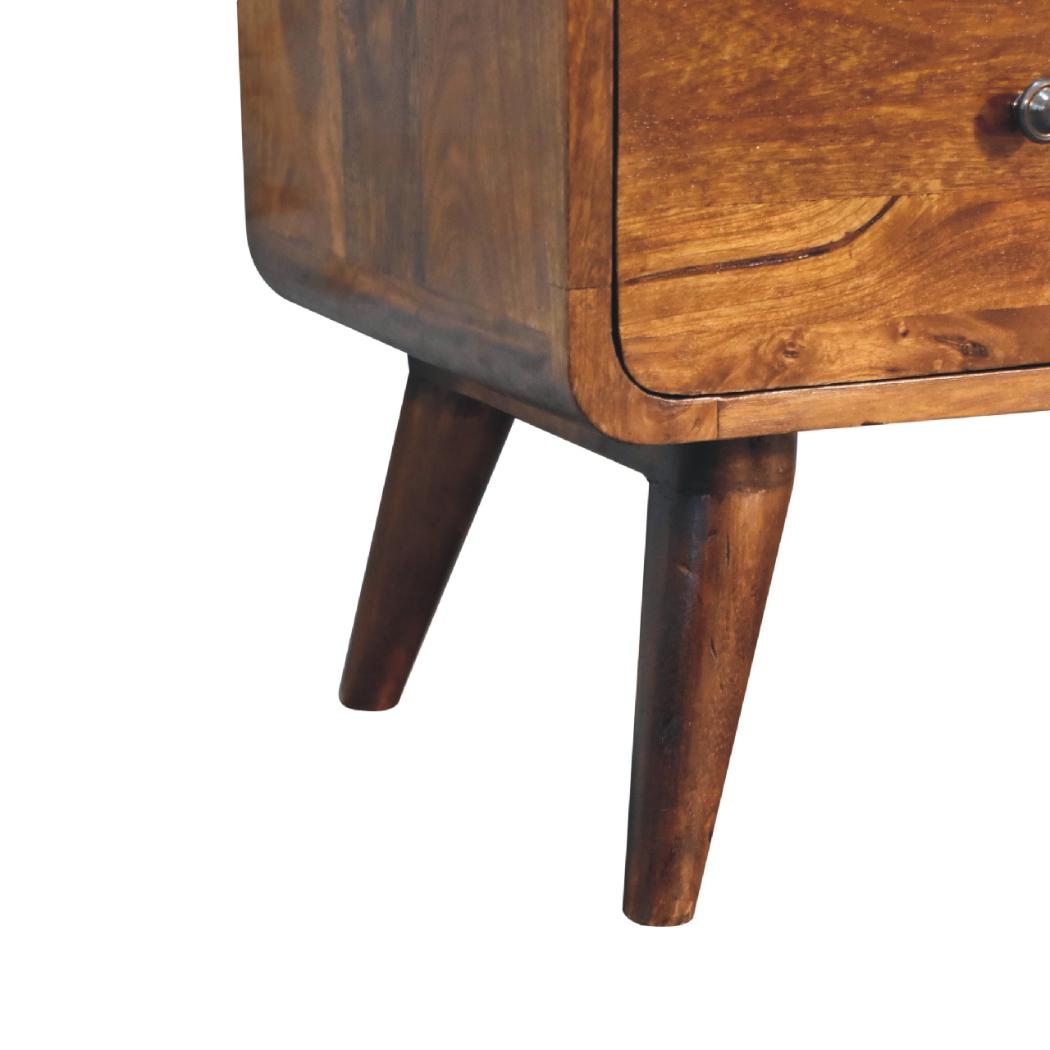 2 over 3 Curved Chestnut Chest | Solid Mango Wood | Sculptural Curved Design