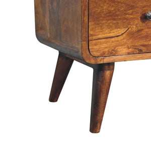 2 over 3 Curved Chestnut Chest | Solid Mango Wood | Sculptural Curved Design