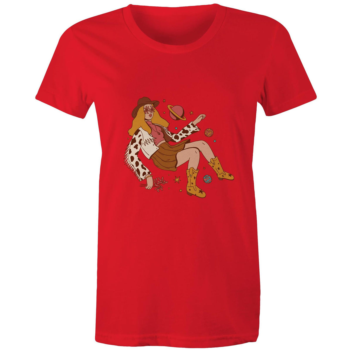 Women's Cowgirl In Space Maple Tee