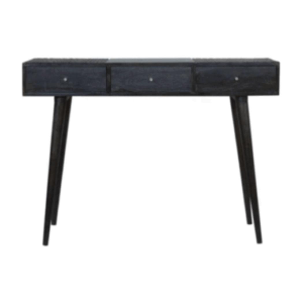 3 Drawer Console Table | Solid Mango Wood | Ash Black Finish | Hallway Storage