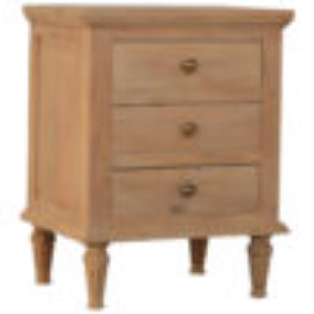 3 Drawer Mango Wood Bedside Table | Natural Timber | Bedroom Storage