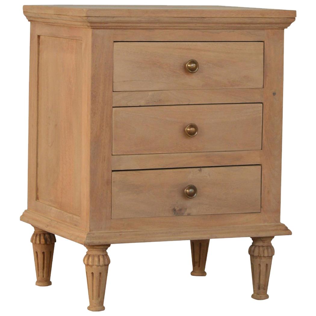 3 Drawer Mango Wood Bedside Table | Natural Timber | Bedroom Storage