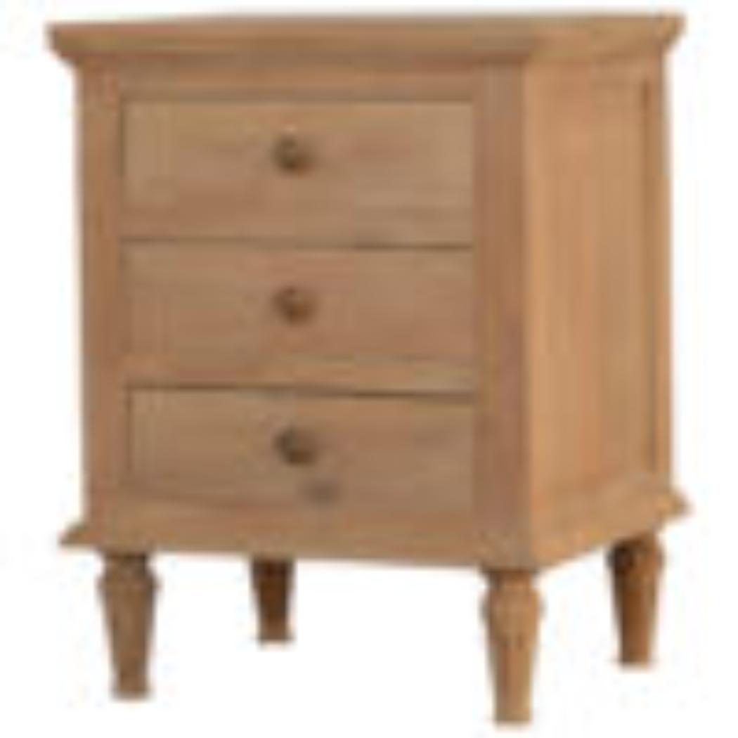 3 Drawer Mango Wood Bedside Table | Natural Timber | Bedroom Storage