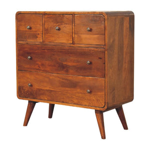 3 over 2 Curved Chestnut Chest | Solid Mango Wood | Sculptural Curved Design