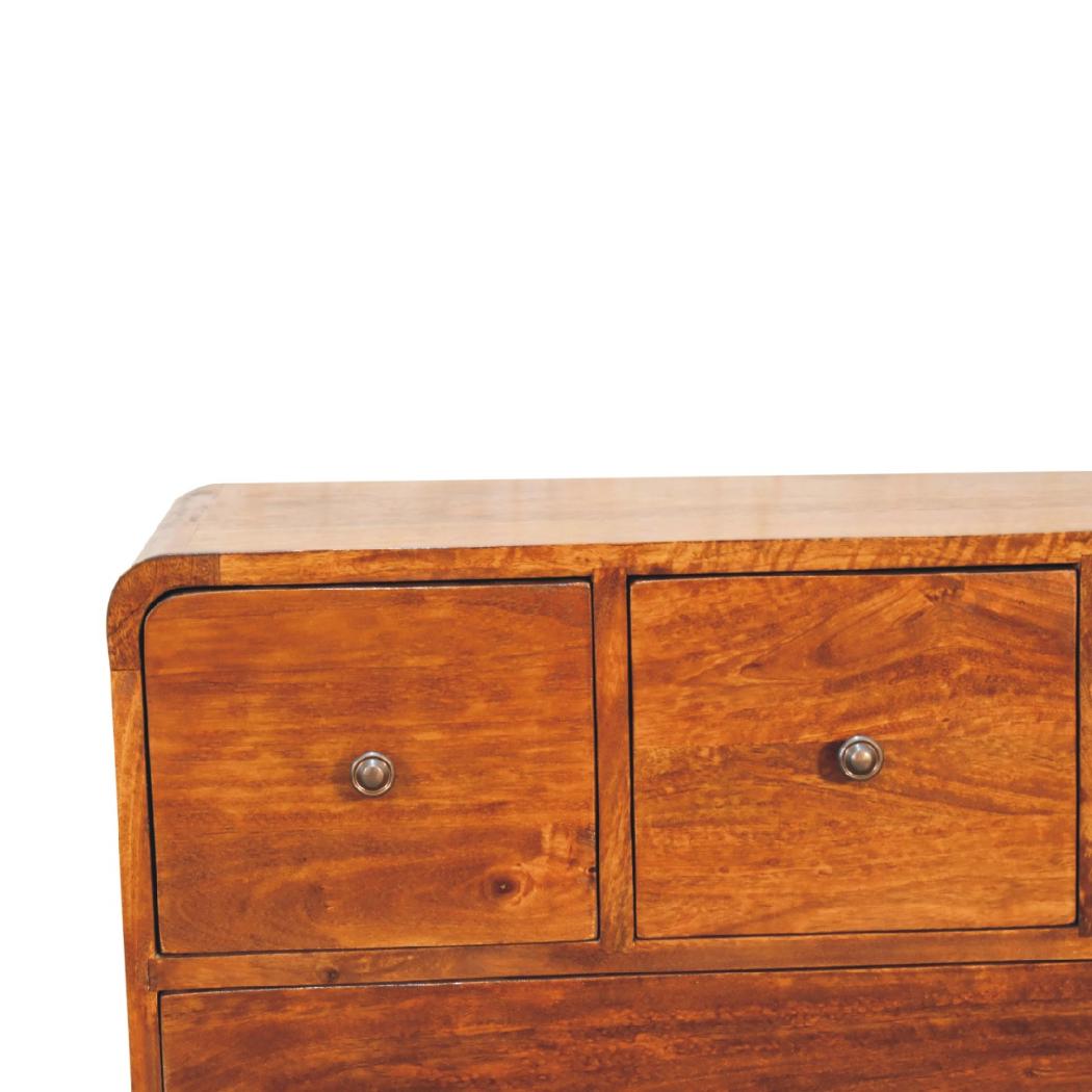 3 over 2 Curved Chestnut Chest | Solid Mango Wood | Sculptural Curved Design