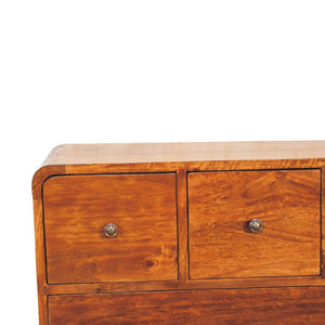 3 over 2 Curved Chestnut Chest | Solid Mango Wood | Sculptural Curved Design