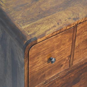 3 over 2 Curved Chestnut Chest | Solid Mango Wood | Sculptural Curved Design