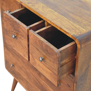 3 over 2 Curved Chestnut Chest | Solid Mango Wood | Sculptural Curved Design
