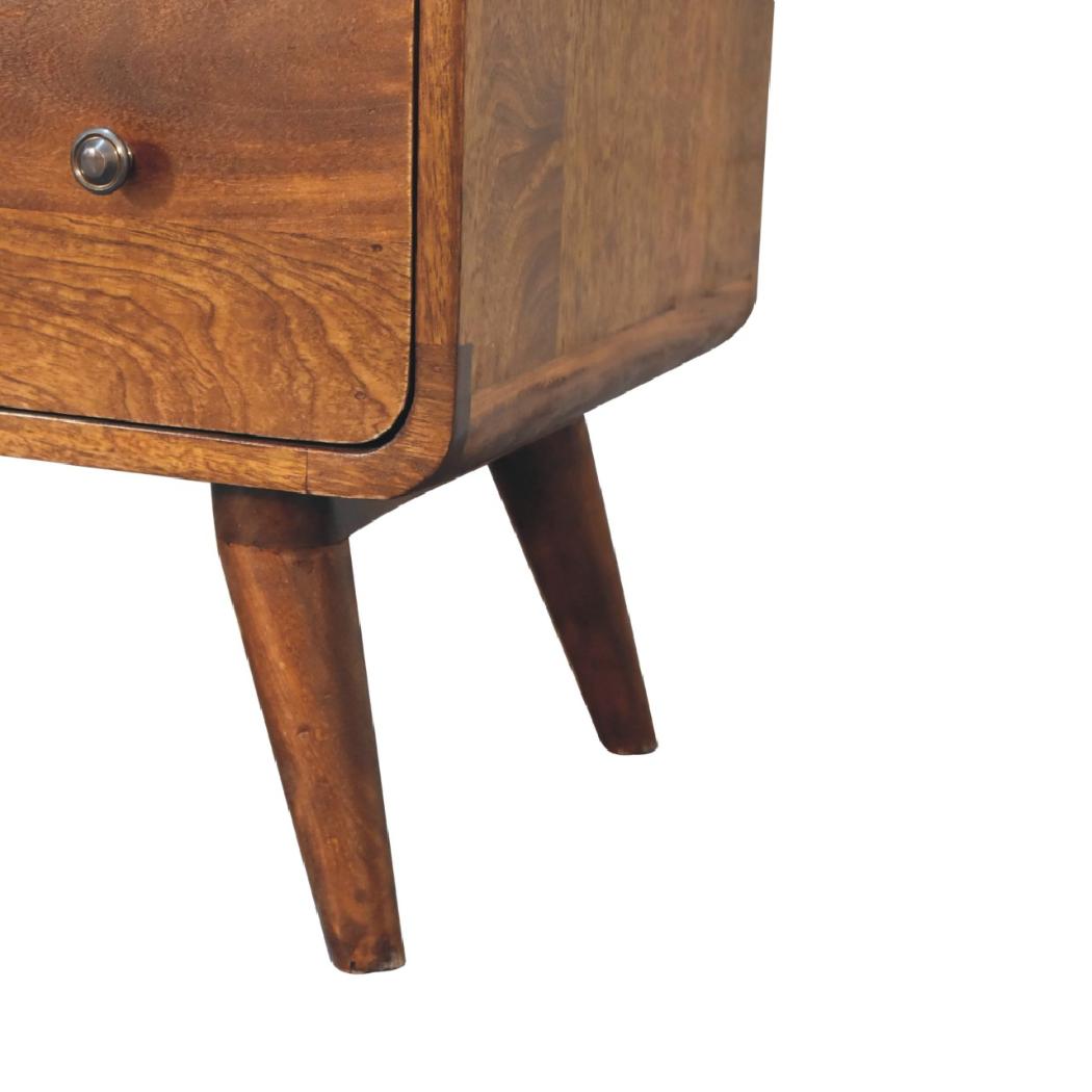 3 over 2 Curved Chestnut Chest | Solid Mango Wood | Sculptural Curved Design