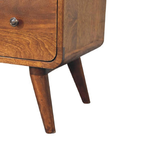 3 over 2 Curved Chestnut Chest | Solid Mango Wood | Sculptural Curved Design