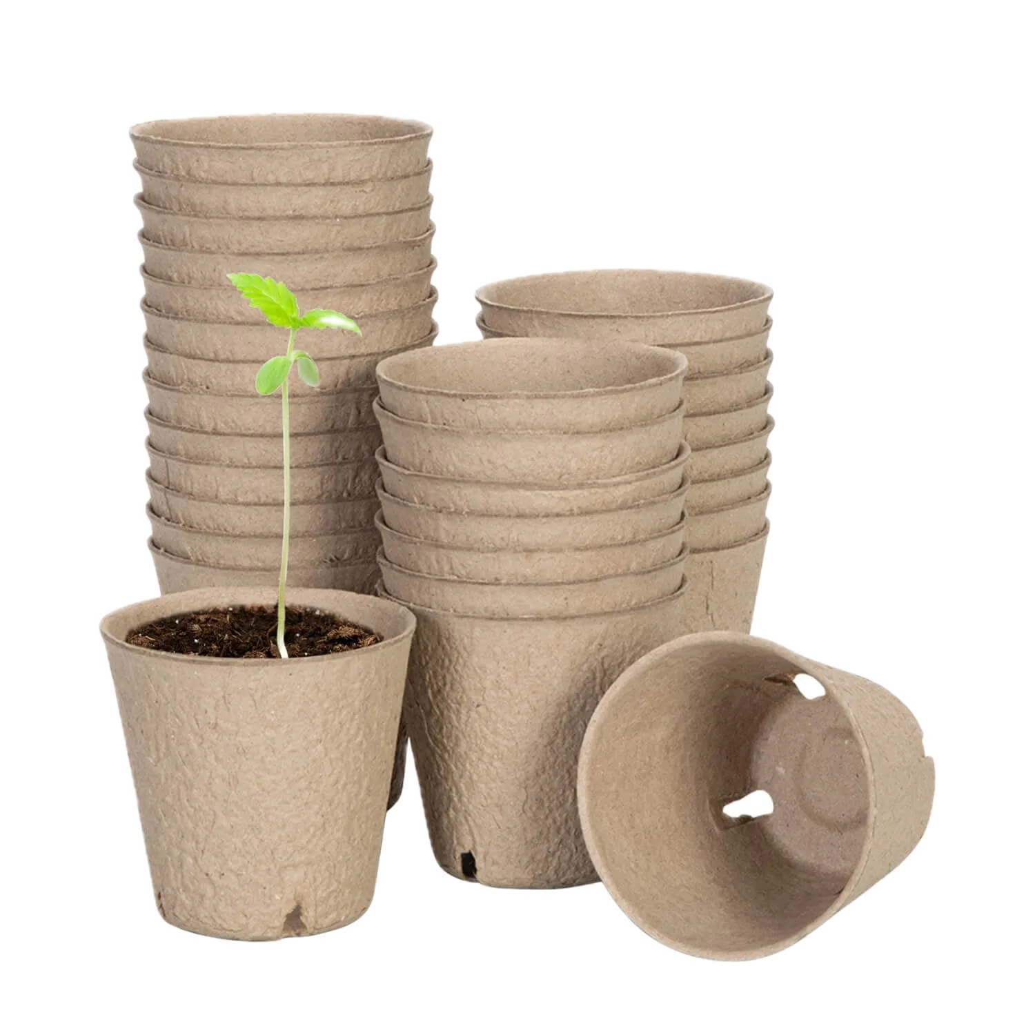 30-Pack Biodegradable Peat Pots | 3.15-Inch Round Seed Starting Pots with Drainage Holes + 20 Plant Labels