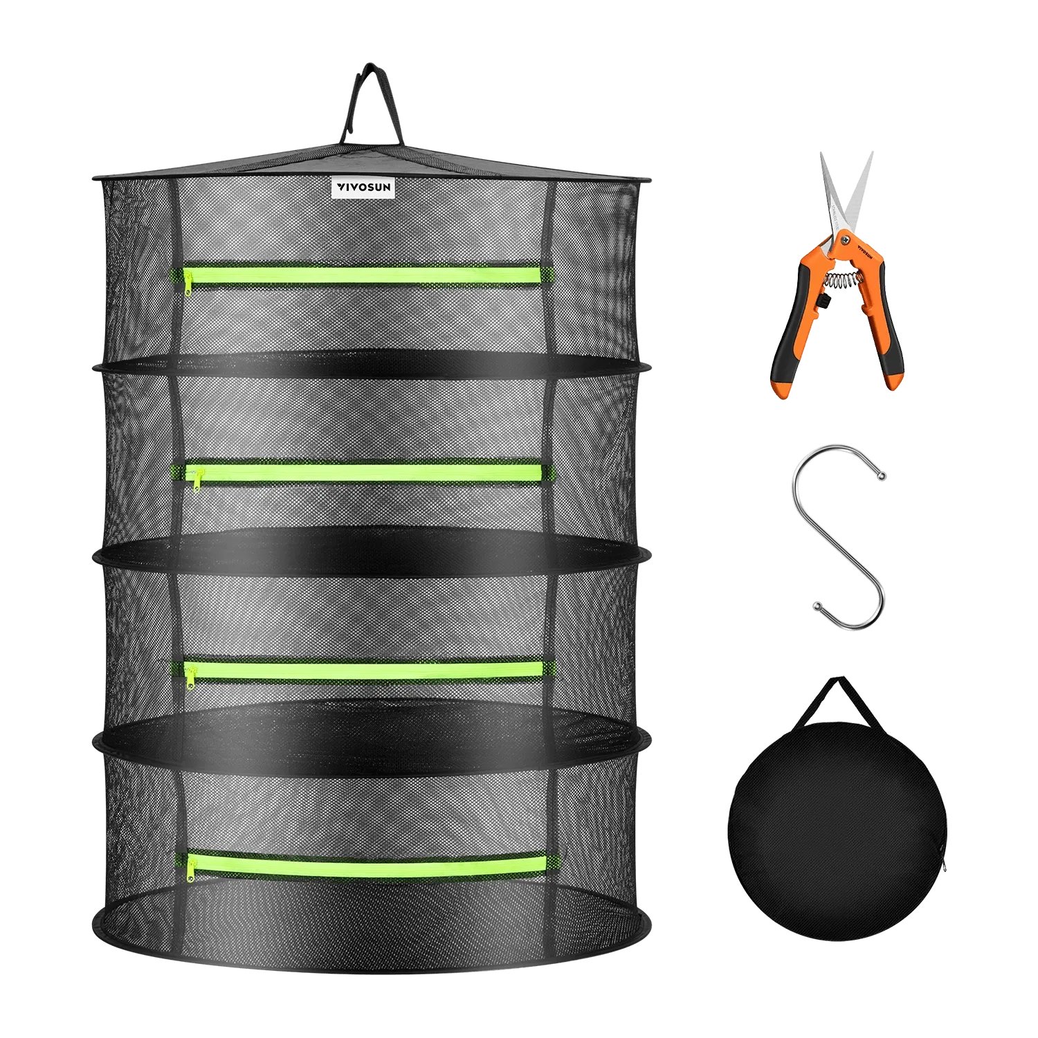 4-Layer Hanging Mesh Herb Drying Rack Kit | Enclosed Herb & Bud Dryer