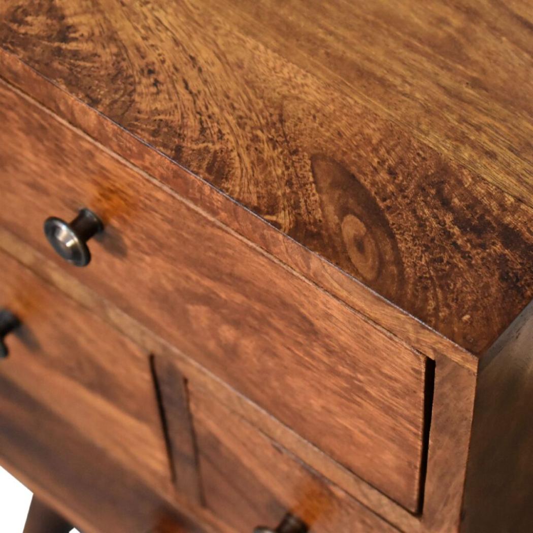 4-Drawer Chestnut Bedside Table | Multi-Tone Finish | Generous Bedroom Storage