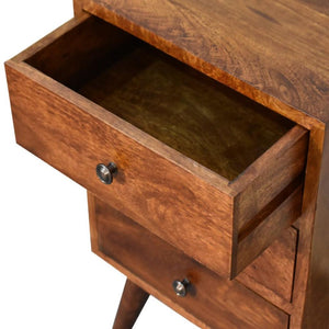 4-Drawer Chestnut Bedside Table | Multi-Tone Finish | Generous Bedroom Storage