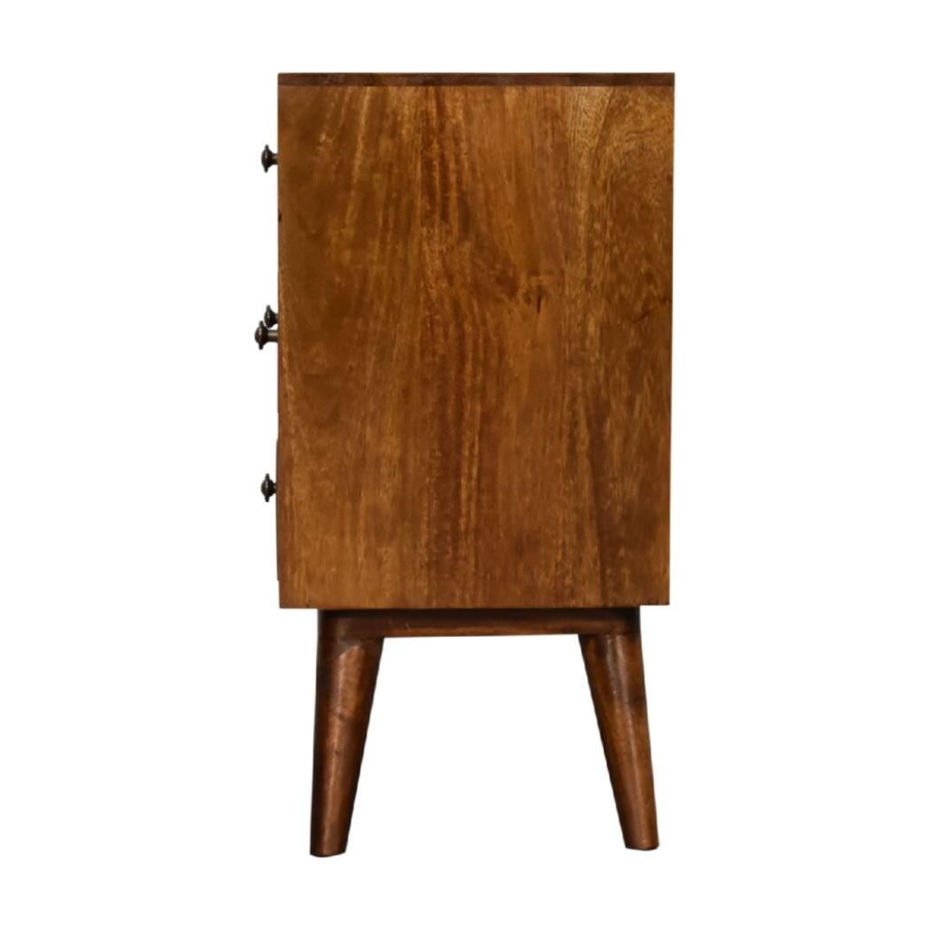 4-Drawer Chestnut Bedside Table | Multi-Tone Finish | Generous Bedroom Storage