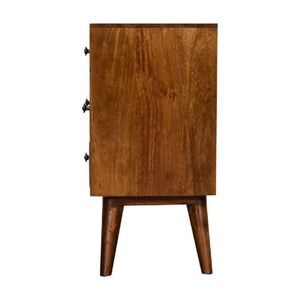 4-Drawer Chestnut Bedside Table | Multi-Tone Finish | Generous Bedroom Storage