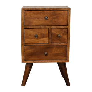 4-Drawer Chestnut Bedside Table | Multi-Tone Finish | Generous Bedroom Storage
