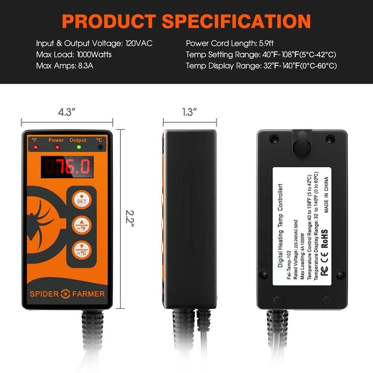 48 X 20cm Seedling Heat Mat With Temperature Control | Spider Farmer